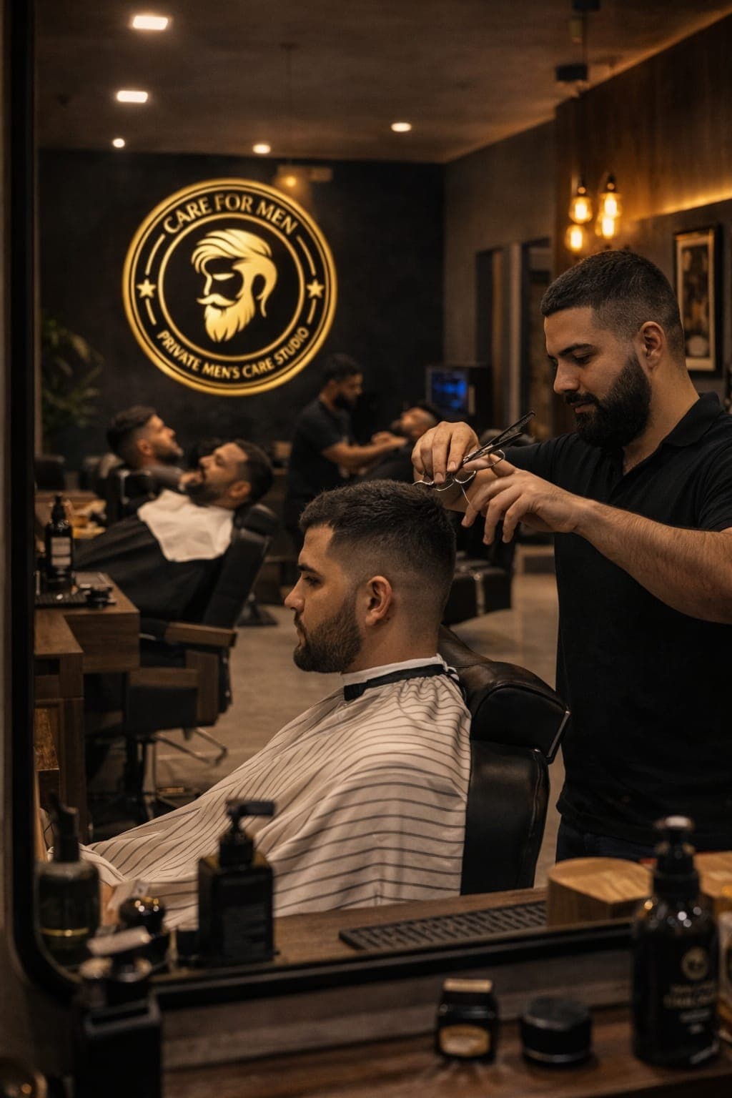 Barbeiro cortando cabelo